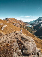 Woman on the top of the mountain