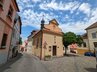 Tabor historical city center with old town square in south Bohemia.Czech republic Europe,panorama...