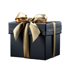Black gift box with golden ribbon