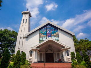 Jakarta, Indonesia (July 8, 2023): Hallelujah Protestant Church in Taman Mini Indonesia Indah.