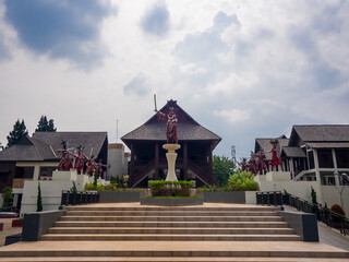 Jakarta, Indonesia (July 8, 2023): Manado Traditional House on the North Sulawesi pavilion in Taman Mini Indonesia Indah.