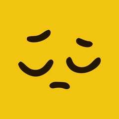 Unhappy face in doodle style yellow background. Vector Illustration