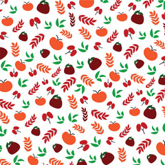 seamless pattern with apples, seamless pattern with leaf 