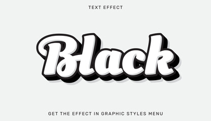 Black editable text effect in 3d style. Text emblem for advertising, branding, business logo