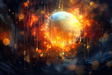 symphony of abstract particles and glowing orbs, evoking a sense of enchantment and magical allure