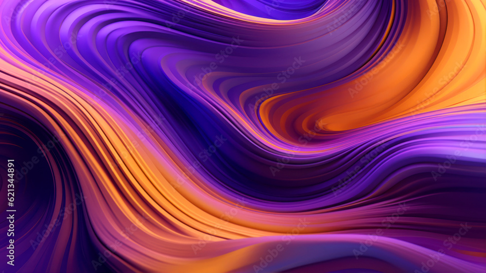 Poster abstract background with a smooth wavy pattern of orange and purple colors generative ai