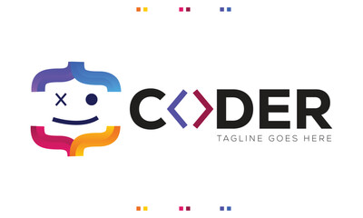 coder programmer logo vector