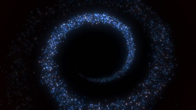 This is a stock motion graphic that shows a blue spiral overlay of many particles.