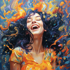 woman in paint splatter, Generative AI