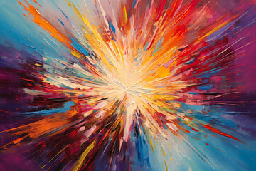 Fototapeta premium vibrant explosion of abstract energy radiating from a central point, infusing life and vitality into the composition