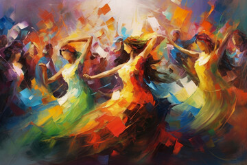 symphony of vibrant brushstrokes dancing across the canvas, expressing the essence of abstract expressionism