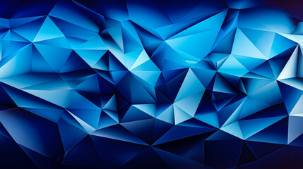 Obraz premium Abstract blue polygonal background texture. Low poly bright blue wall. Deep sky blue low polygon mesh wallpaper concept. House decoration origami style. 3d rendering, 3d illustration.