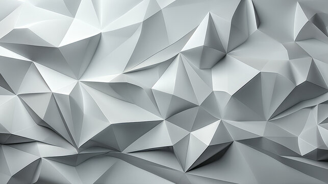 Abstract white polygonal background texture. Low poly white wall. White low polygon mesh wallpaper concept. House decoration. 3d rendering, 3d illustration. .