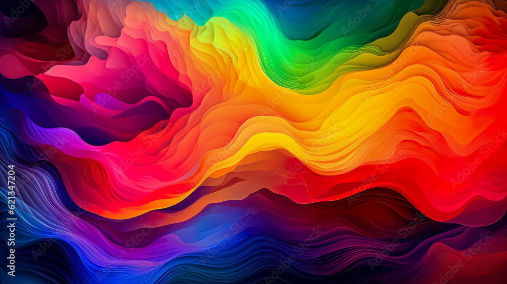 Poster abstract colorful background with smooth wavy lines. generative ai
