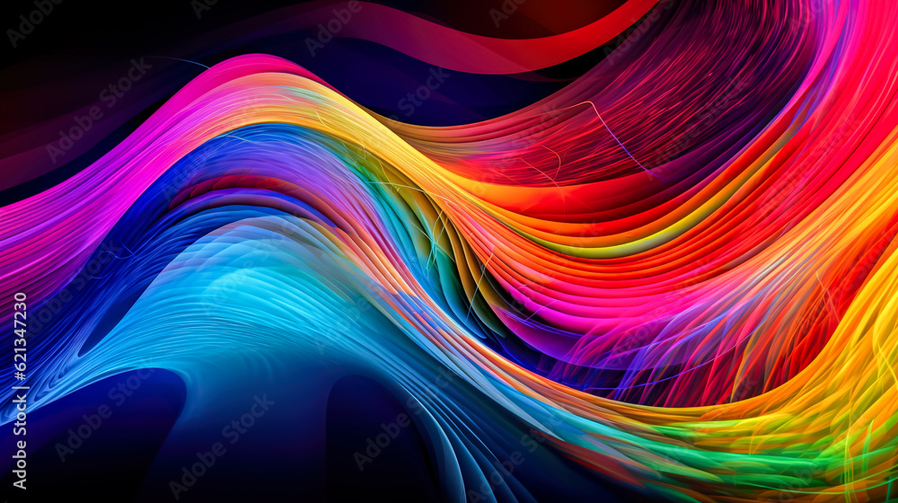 Poster abstract colorful background with smooth wavy lines. generative ai