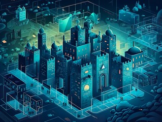 In this striking illustration, a digital fortress is depicted, symbolizing the importance of cybersecurity in the digital age.