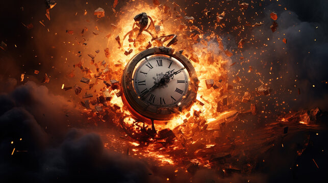 exploding vintage clocks