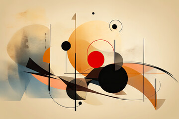 burst of abstract shapes and lines on a minimalist background, conveying a sense of balance and harmony in its simplicity