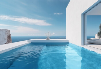 Fototapeta na wymiar resort with swimming pool overlooks the ocean