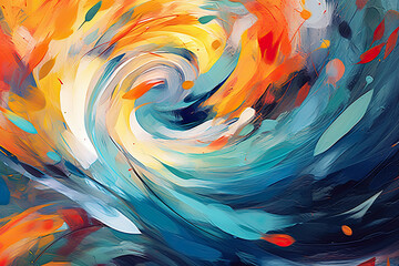 whirlwind of abstract shapes and lines on a vivid background, infusing the composition with an energetic and spontaneous spirit
