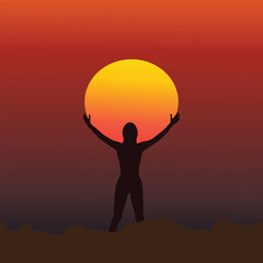 silhouette of a person with the sun design