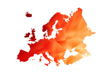 A map of Europe in red gradient color. Template European zone for pattern, report, and background. Contour map for your design, illustration, and infographic.