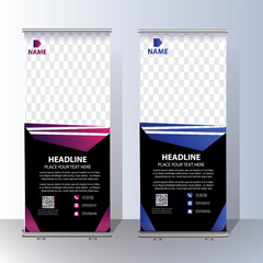 Roll Up Banner Signage Standee Template for Advertising and Multipurpose Use with Four Color Variations,display banner, brochure, x-banner, Standee Banner