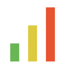 Isolated bar chart, infographic design, presentation template. Diagram. Transparent flat design column graph. Increasing grow, multicolored.