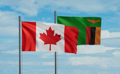 Zambia and Canada flag