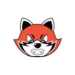 vector illustration. muzzle of an evil raccoon or panda. emotion. Red panda. animal. sticker. face. icon