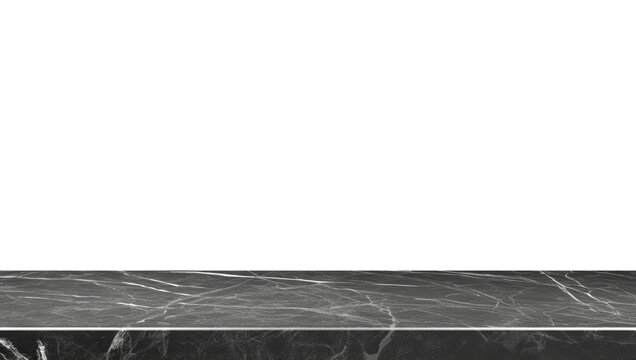 Black marble counter top isolated on white background. For product display. High quality photo