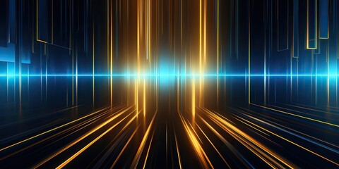 AI Generated. AI Generative. Abstract geometric lines neon glow future space decoration background graphics. Graphic Art