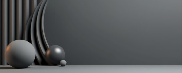 minimalist background with copy space and 3d style layout with ball decoration, generative ai