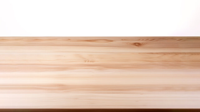 Empty wooden table top on white background for product display montage. High quality photo
