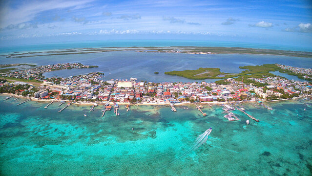 San Pedro Island Front View from Drone Perspective