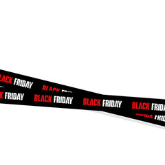 Black ribbons for black Friday sale white background. Black Friday sale banner . Black Friday sale  poster black background with glowing effect. 