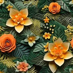 seamless pattern 3D flower