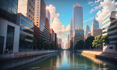 Fototapeta premium city building canal cityscape landscape, generative, generative ai, ai