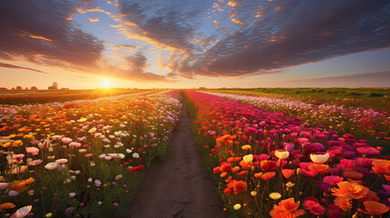 Vast field of colorful flowers