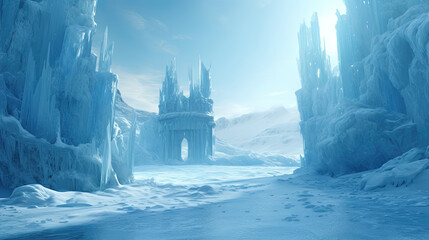 Fantasy ice scenery, winter landscape