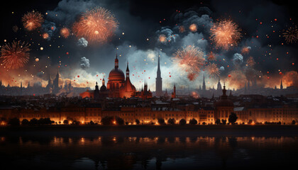 Fototapeta na wymiar a dazzling display of fireworks,ai generative