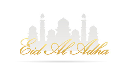 Eid al adha typography and temple, vector art illustration.