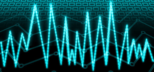 Financial increase chart, management, control, abstract background with uptrend line and chart on dark blue background stock market chart statistics dark blue neon effect