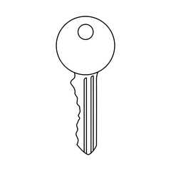 Silhouette of a mortise lock key on a white background.