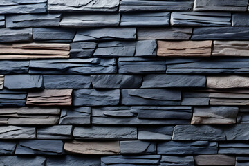 Background of different colored stone blocks, a gray and black rock wall. Generative AI