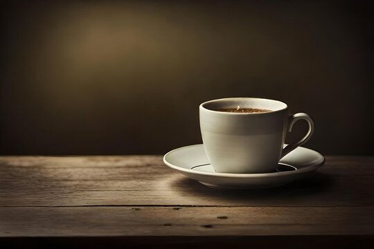 vintage cup of coffee on wooden table