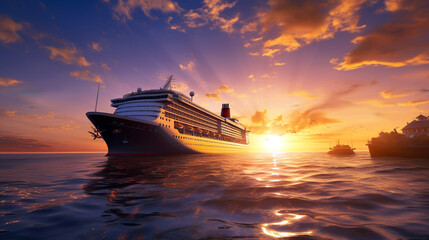 Naklejka premium cruise ship in the sea. Generative Ai. 