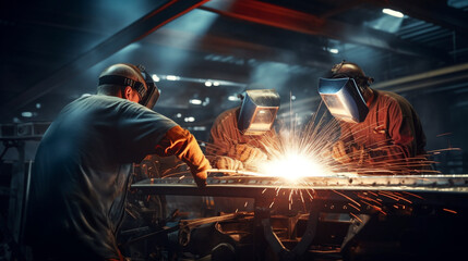 welder welding steel. Generative Ai. 
