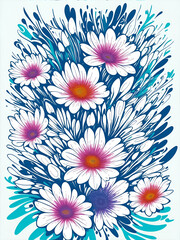 Fototapeta na wymiar Spring flowers illustration. AI generated illustration