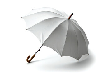 Open white umbrella with handle for mock up on white background.Generative AI